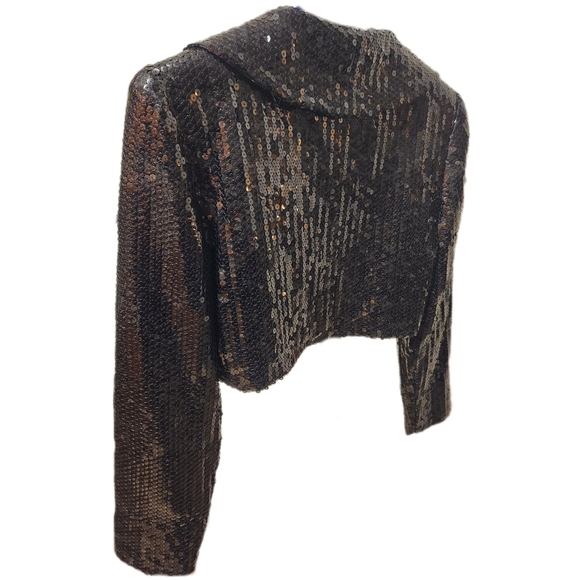 🔥FINAL PRICE DROP🔥 RARE VTG MIGNON BLACK SEQUIN BOLERO JACKET SZ 6 - Picture 6 of 6
